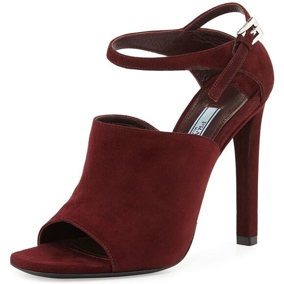 Prada Armarnato Suede Leather Ankle-Strap Slide Sandals - Picture 10 of 10